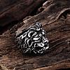 Punk Rock Style Unisex 316L Surgical Stainless Steel Lion Wide Band Rings RJEW-BB06688-9-3