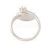 Shell Flat Round Open Cuff Ring with Clear Cubic Zirconia RJEW-P030-01P-3