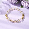 Round Natural White Jade & Cube Glass Beaded Stretch Bracelets for Women BJEW-JB11052-2