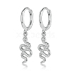 Anti-Tarnish Rhodium Plated 925 Sterling Silver Snake Dangle Hoop Earrings YL4758-1-1