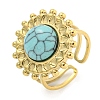 Ion Plating(IP) 304 Stainless Steel Synthetic Turquoise Cuff Rings G-Z056-08G-04-1