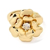 Rack Plating Flower Brass Micro Pave Clear Cubic Zirconia Adjustable Rings RJEW-S413-02G-2