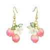 Handmade Flower Epoxy Resin & ABS Plastic Imitation Pearl Dangle Earrings EJEW-TA00470-1