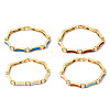 Brass Micro Pave Clear Cubic Zirconia Link Chain Bracelets for Women BJEW-H639-04G-2