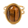 Oval Natural Tiger Eye Finger Rings RJEW-Q822-05G-2