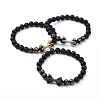 Natural Black Agate(Dyed & Heated) Beads Stretch Bracelets BJEW-JB04801-1