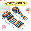 2 Rolls 2 Styles Stripe Pattern Printed Polyester Grosgrain Ribbon OCOR-TA0001-37C-3