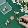 4Pcs Bees Alloy Glass Brooch JEWB-ME0001-18-3