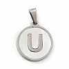 304 Stainless Steel with White Shell Pendants STAS-G268-01U-P-2