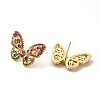 Colorful Cubic Zirconia Butterfly Stud Earrings EJEW-F302-06G-2