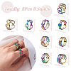 Mega Pet 9Pcs 9 Styles Rainbow Color 304 Stainless Steel Cuff Rings RJEW-MP0001-01-2