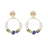 5Pcs 5 Color Natural Gemstone & Polymer Clay Beaded Big Ring Dangle Stud Earrings EJEW-TA00075-3