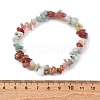 Natural Amazonite & Strawberry Quartz Chip Stretch Bracelets BJEW-JB04490-04-5