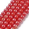 Electroplate Opaque Glass Beads Strands GLAA-XCP0001-52-1