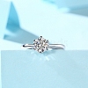 Rhodium Plated 925 Sterling Silver Moissanite Rhinestone Solitaire Ring AJEW-U007-12P-3