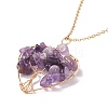 Natural Amethyst Chips Heart with Tree of Life Pendant Necklace NJEW-JN03906-03-4