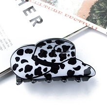 Hat with Cow Pattern PVC Plastic Claw Hair Clips PW-WG82604-01