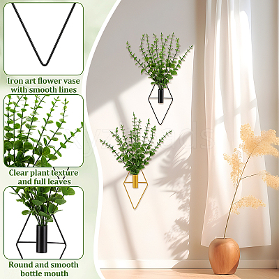 8Pcs 2 Styles Rhombus Iron Wall-mounted Vase AJEW-DR0002-97-1