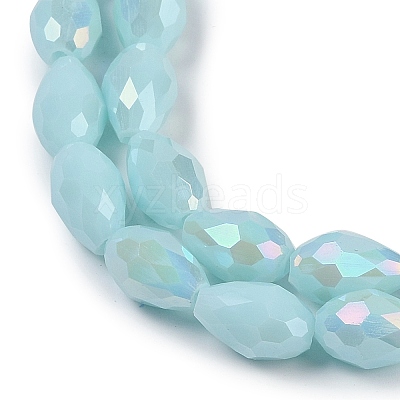 Opaque Solid Color Electroplate Glass Beads Strands EGLA-N013-P8mm-B11-1