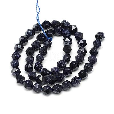 Synthetic Blue Goldstone Beads Strands G-S149-11-8mm-1