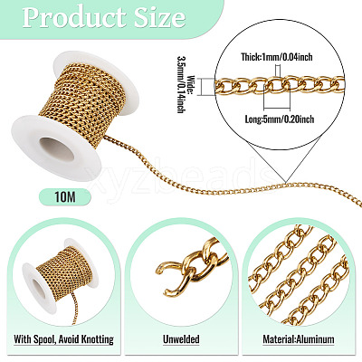 10M Aluminium Curb Chains CHA-TA0001-35G-1