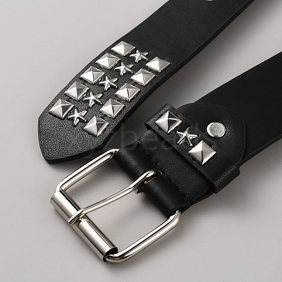 Platinum Square and Star Rivet PU Leather Chain Belts for Jeans AJEW-WH20096-87A-1