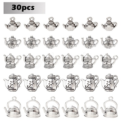 30Pcs 6 Styles Tibetan Style Alloy Charms TIBEP-YW0001-77-1