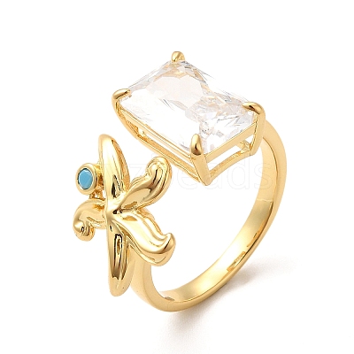 Brass Micro Pave Cubic Zirconia Ring RJEW-P084-03G-1