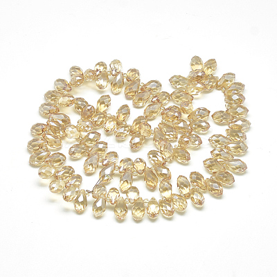 Electroplate Glass Beads Strands X-EGLA-S142-6x12mm-03-1
