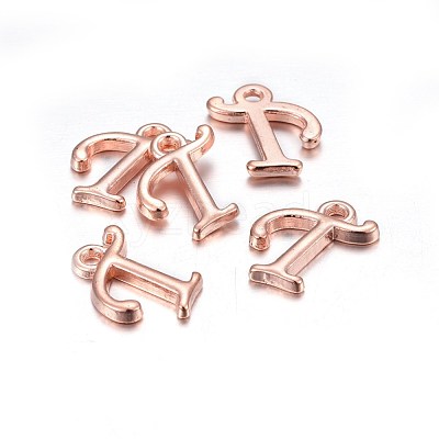 Rose Gold Plated Alloy Letter Pendants X-PALLOY-J718-01RG-T-1