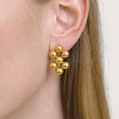 304 Stainless Steel Round Ball Stud Earrings LS-SA-CBA5A9C-02G-1