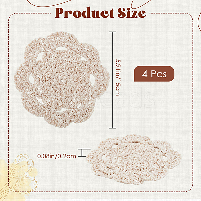 Handmade Cotton Lace Cup Coasters AJEW-GF0008-84A-1