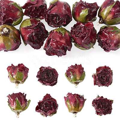 10Pcs Preserved Rose Pendants KY-TA0001-62-1