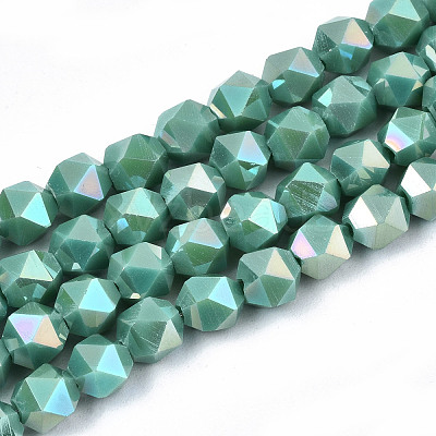Electroplate Opaque Glass Beads Strands EGLA-T019-05N-1