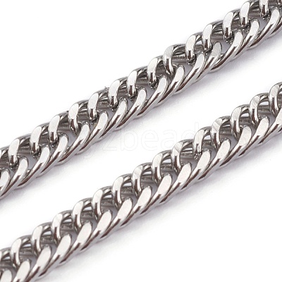 Non-Tarnish 304 Stainless Steel Diamond Cut Cuban Link Chain Necklaces NJEW-JN03368-01-1