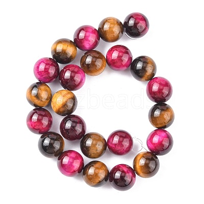 Natural Rose Tiger Eye(Dyed & Heated) and Yellow Tiger Eye(Dyed & Heated) Beads Strands X-G-G101-8mm-1-1