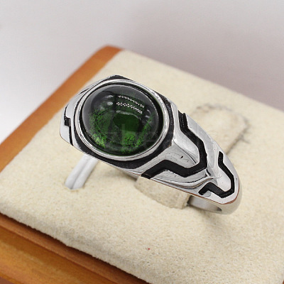 316L Surgical Stainless Steel and Synthetic Gemstone Finger Rings for Men FS-WG3E90C-14-1