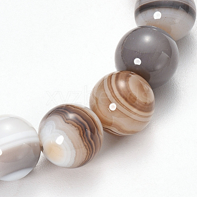 Natural Striped Agate/Banded Agate Beaded Stretch Bracelets BJEW-Q692-03J-1