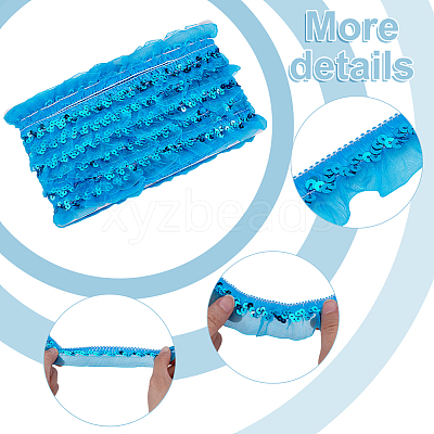 Polyester Pleated Lace Trim OCOR-WH0109-101-1
