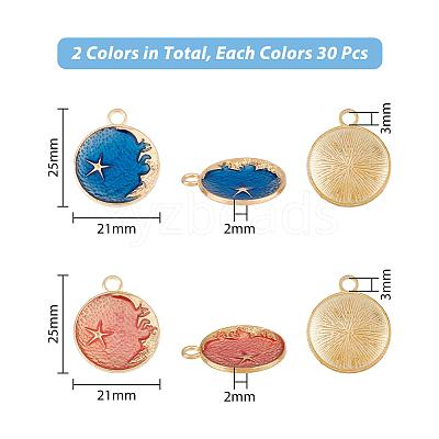 60Pcs 2 Colors Alloy Enamel Pendants FIND-DC0002-84-1