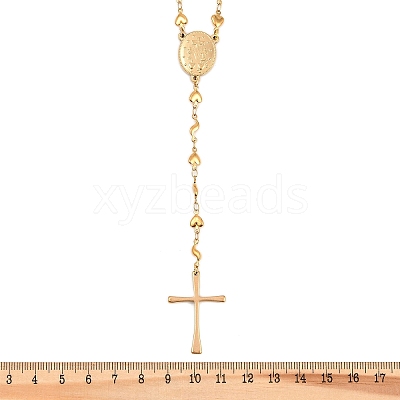 201 Stainless Steel Rosary Bead Necklaces NJEW-B143-06G-1