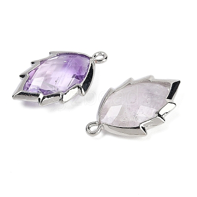 Natural Amethyst Faceted Leaf Pendants G-I375-04P-20-1