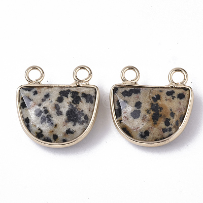 Natural Dalmatian Jasper Semi Circle Pendants G-S359-011D-1
