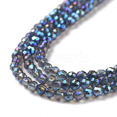 Electroplate Transparent Glass Beads Strands GLAA-H021-01B-FR05-1