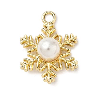 Christmas Alloy with Plastic Imitation Pearl Pendants LS-FIND-Z101-02G-1