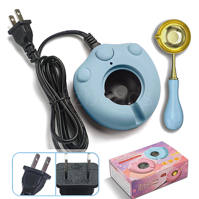 6A 250V Cat Paw Print Plastic Electric Wax Seal Warmer Kit with Spoon STAM-K001-06A-1
