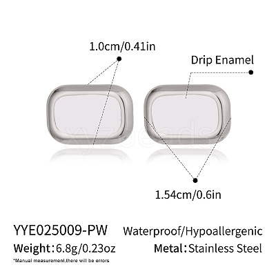 Rectangle 304 Stainless Steel Stud Earrings HC7137-4-1