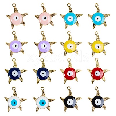 16Pcs 8 Colors Alloy Enamel Pendants ENAM-SZ0001-38LG-1