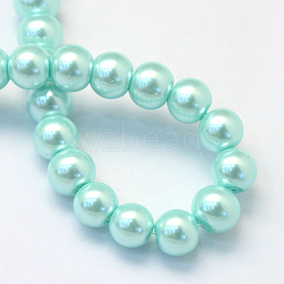 Baking Paint Pearlized Glass Pearl Round Bead Strands X-HY-Q003-4mm-45-1
