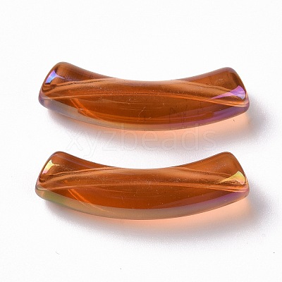 UV Plating Transparent Rainbow Iridescent Acrylic Beads OACR-A016-01A-1